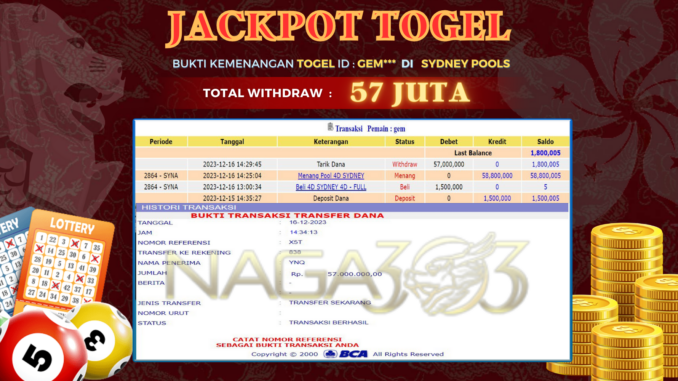 BUKTI JP NAGA303 #747 BUKTI JP NAGA303 #747